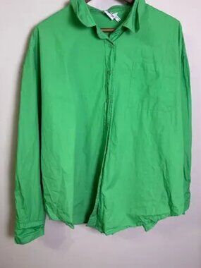 Oversized Button-Up Shirt Green Long Sleeves